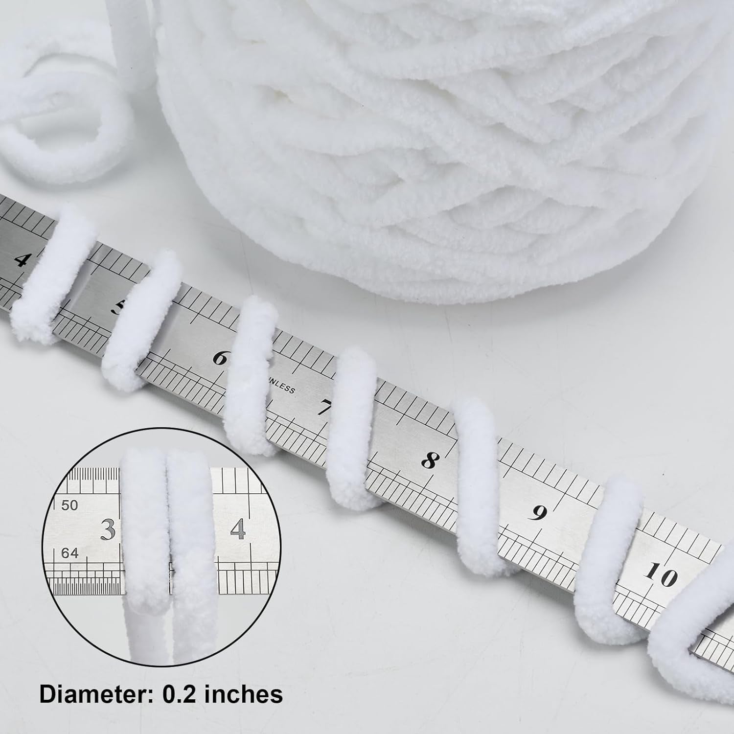 Blanket Yarn 3 Pack of 100G/3.5Oz - White Chenille Yarn 6 Super Bulky - Knitting, Crocheting &amp; Crafts Chunky Yarn