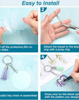 350Pcs Acrylic Keychain Blanks  Clear Acrylic Keychain Blanks for Vinyl with 60 Pcs Acrylic Blanks, 60 Pcs Keychain Tassels, 170 Pcs Jump Rings and 60Pcs Keychain Rings for DIY Keychain Craft