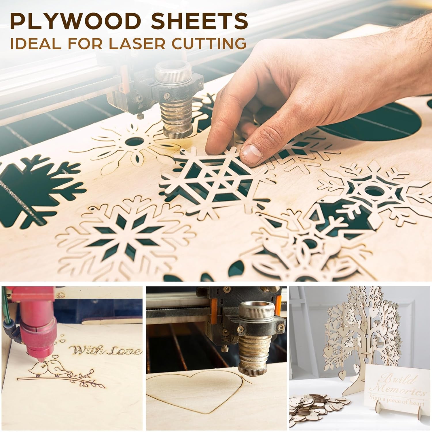 Basswood Sheets for Craft, 12 Pack, 12 X 12 X 1/8 Inch, 3Mm Thick Plywood Sheets, Unfinished Wood Boards for Laser Cutting &amp; Engraving, DIY Architectural Models, Wood Burning and Stain