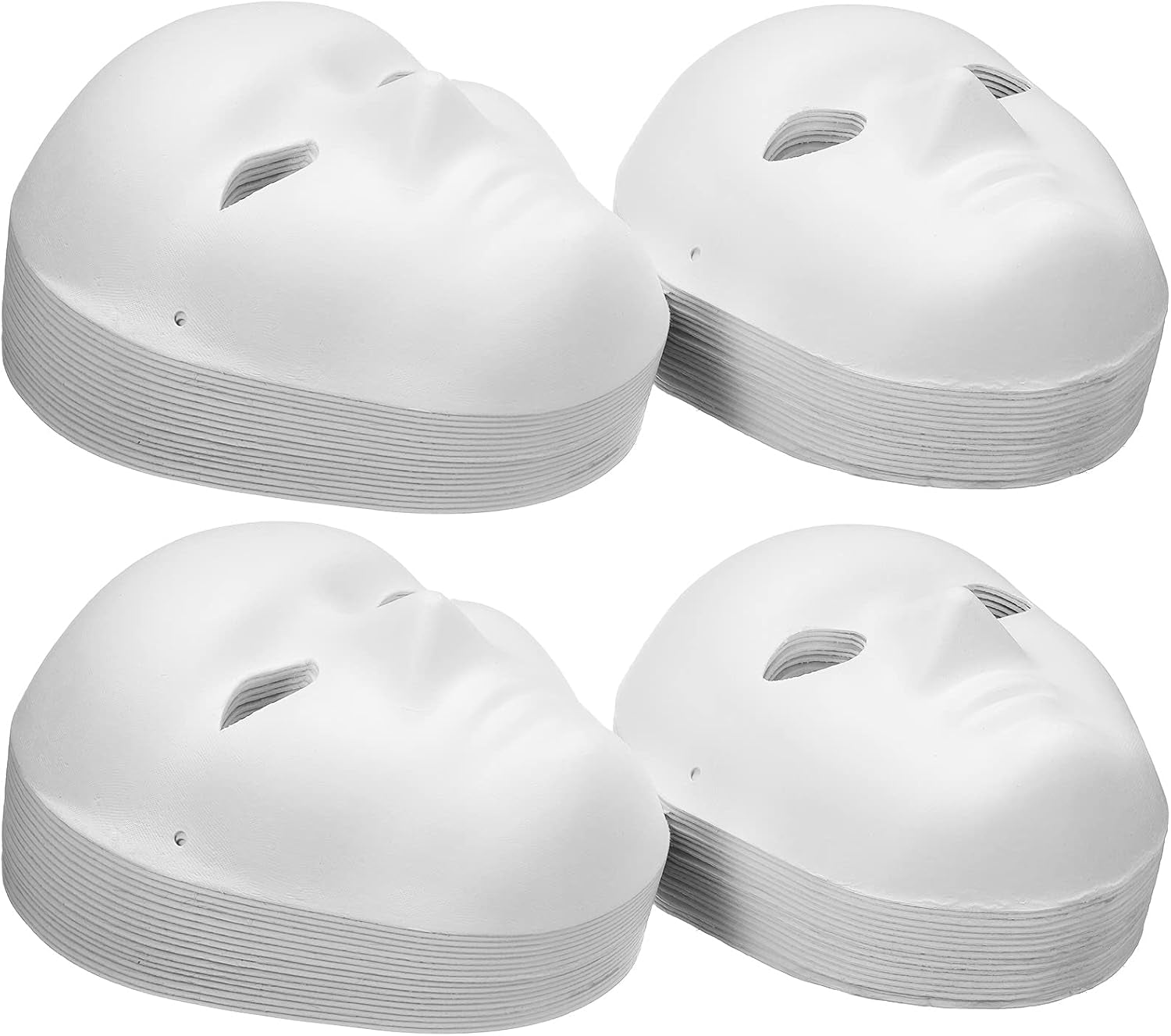 36 Pieces Paper Mache Masks White DIY Craft Paintable Mask Cosplay Mask Halloween Party Decor for Women Men, 2 Sizes