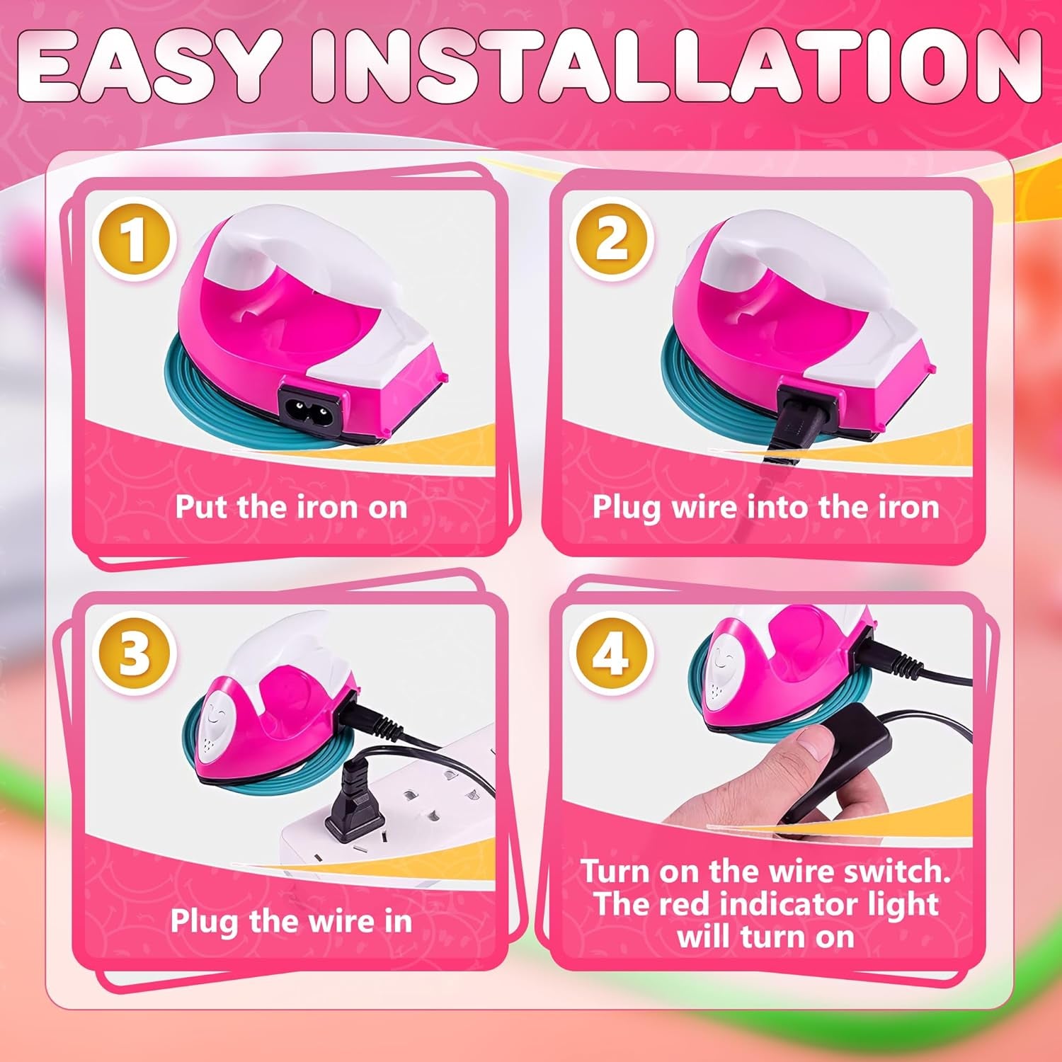 Mini Iron for Crafting - Small Iron for Crafts Small Travel Iron Mini Heat Press Iron Mini Iron for Clothes Mini Craft Iron Small Iron for Clothes - Mini Steam Iron for Clothes with Charging Base