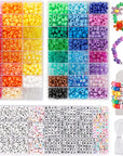 3960Pcs Pony Beads for Friendship Bracelet Making Kit 48 Colors Kandi Beads Set, 2400Pcs Plastic Rainbow Bulk and 1560Pcs Letter Beads with 20 Meter Elastic Threads for Craft Jewelry Necklace