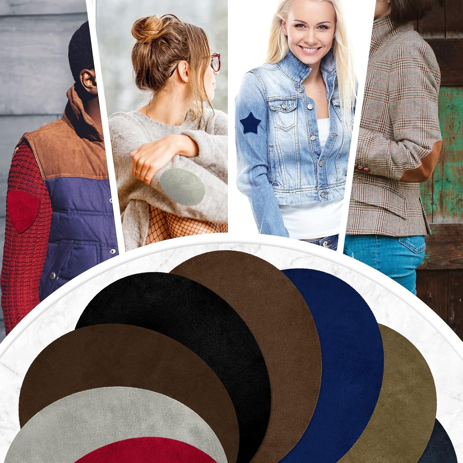 24 Pcs Elbow Patches 12 Colors Oval Suede Elbow Patches for Sweaters Fabric Men Elbow Patch Appliques Cloth Iron on and Sew on Elbow Patches for Repair Shirt Jeans Jacket 5.5 X 4.3 Inch (Simple Color)