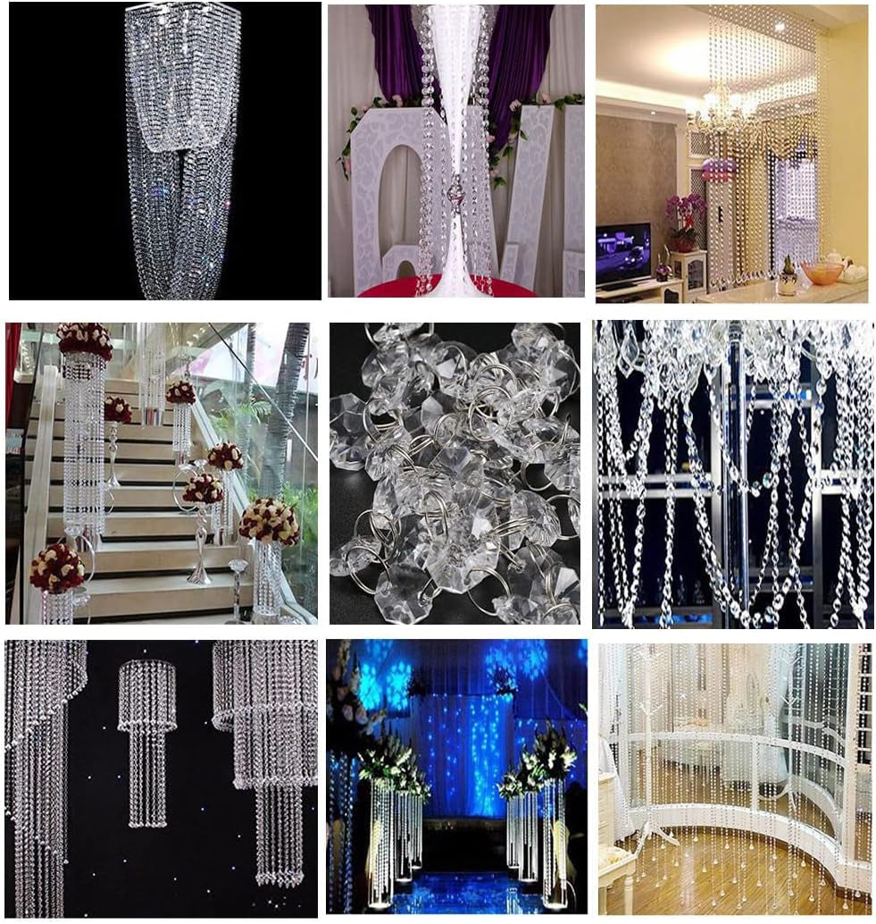 33/100FT Clear Acrylic Crystal Bead Garland Chandelier Hanging Wedding Supplies (33FT)