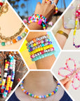 3510Pcs 36 Colors, Hair Pony Beads Bulk with Letter Bead, 9Mm Rainbow DIY Kandi Beads Kit for Jewelry Making Bracelets Pearl Transparent and Opaque Pendants