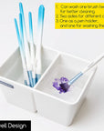 Ceramic Paint Palette, Paint Brush Wash Bowl, 2 Deep Well Artist Paint Palette, White Porcelain Watercolor Painting Dish, Large Capacity Paintbrush Washer for Watercolor Gouache Painting