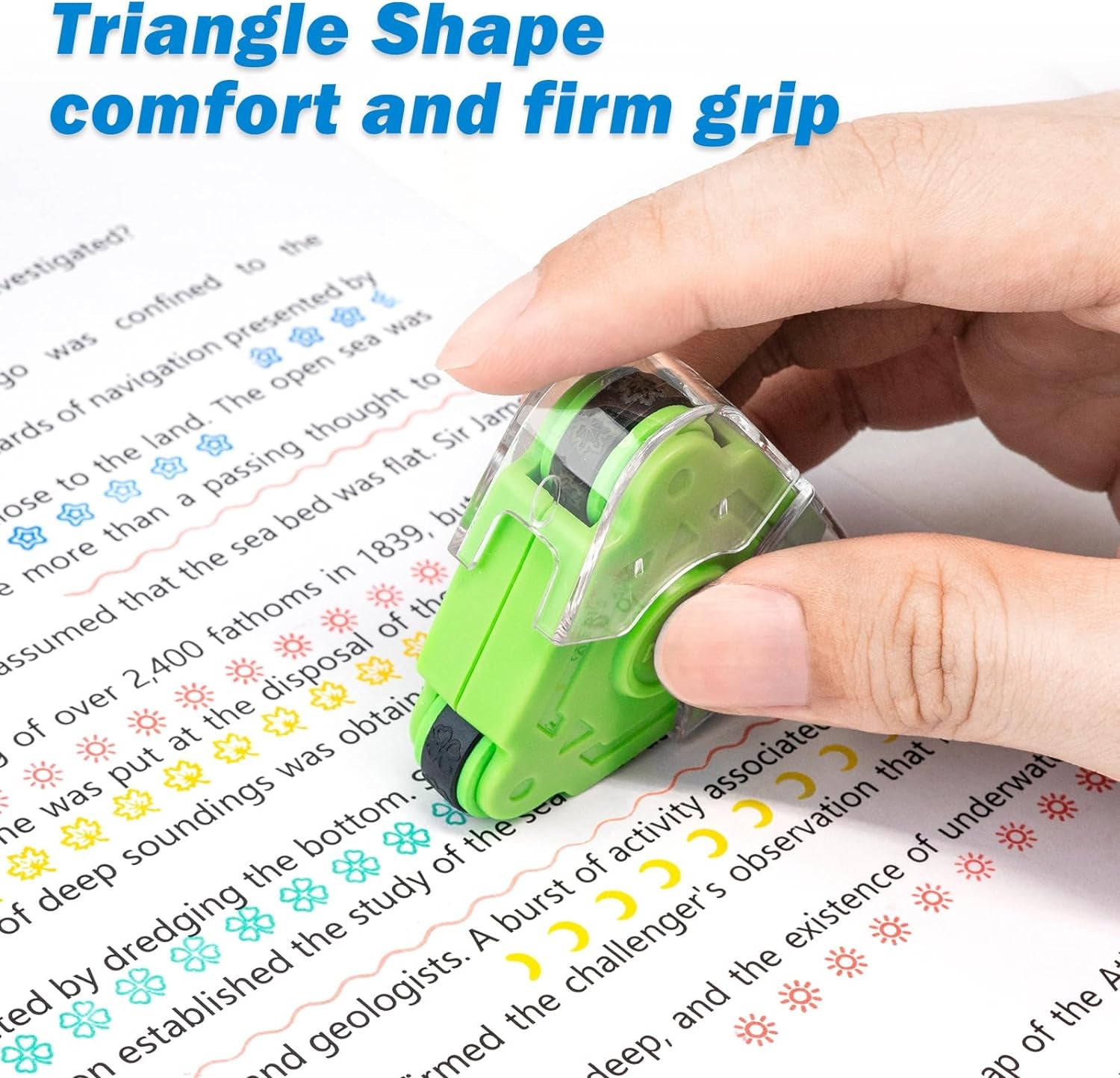 Curve Roller Stamp for Crafts, Triple Tip Stamp with 9 Colors & 9 Patterns, Stamp Set for Kids Teachers Journaling Scrapbook Note Taking Supplies