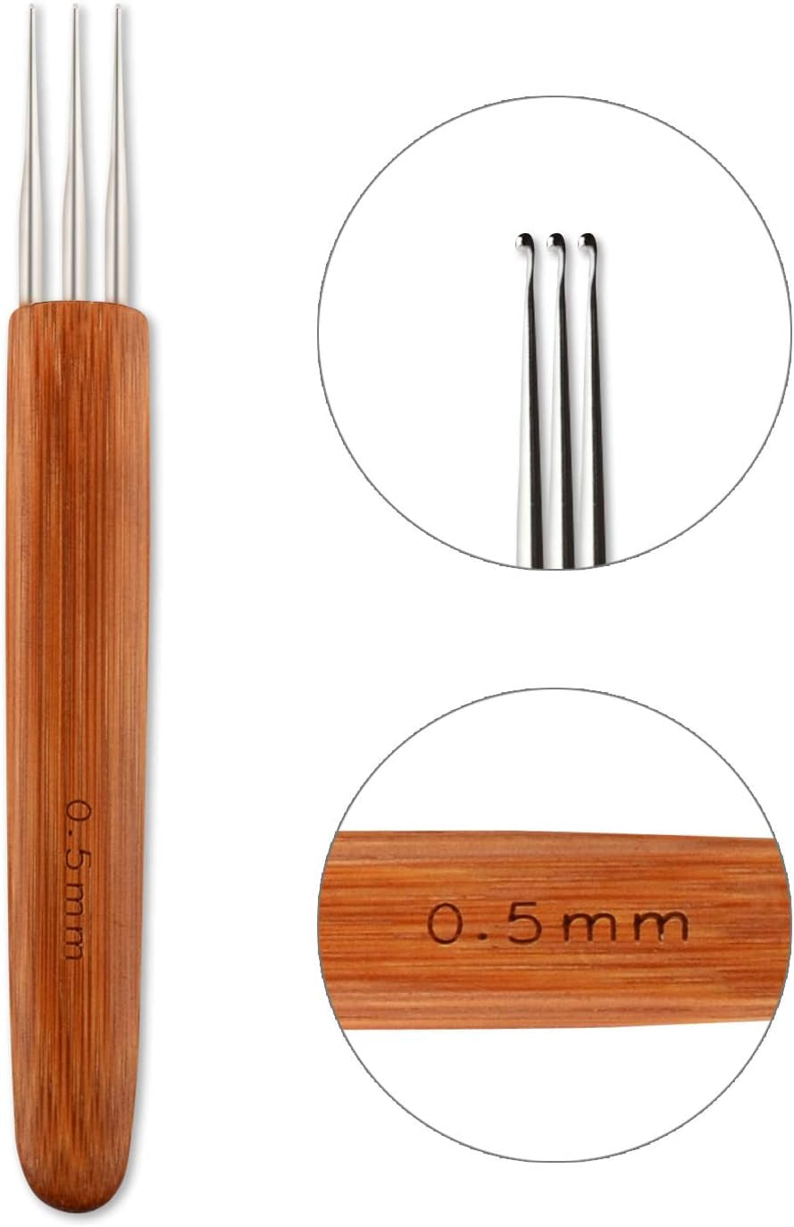 6 Pieces Dreadlock Crochet Hook 0.5Mm 0.75 Mm Needle Weaving Crochet, Include 1 Hook, 2 Hooks, 3 Hooks for Braid Craft