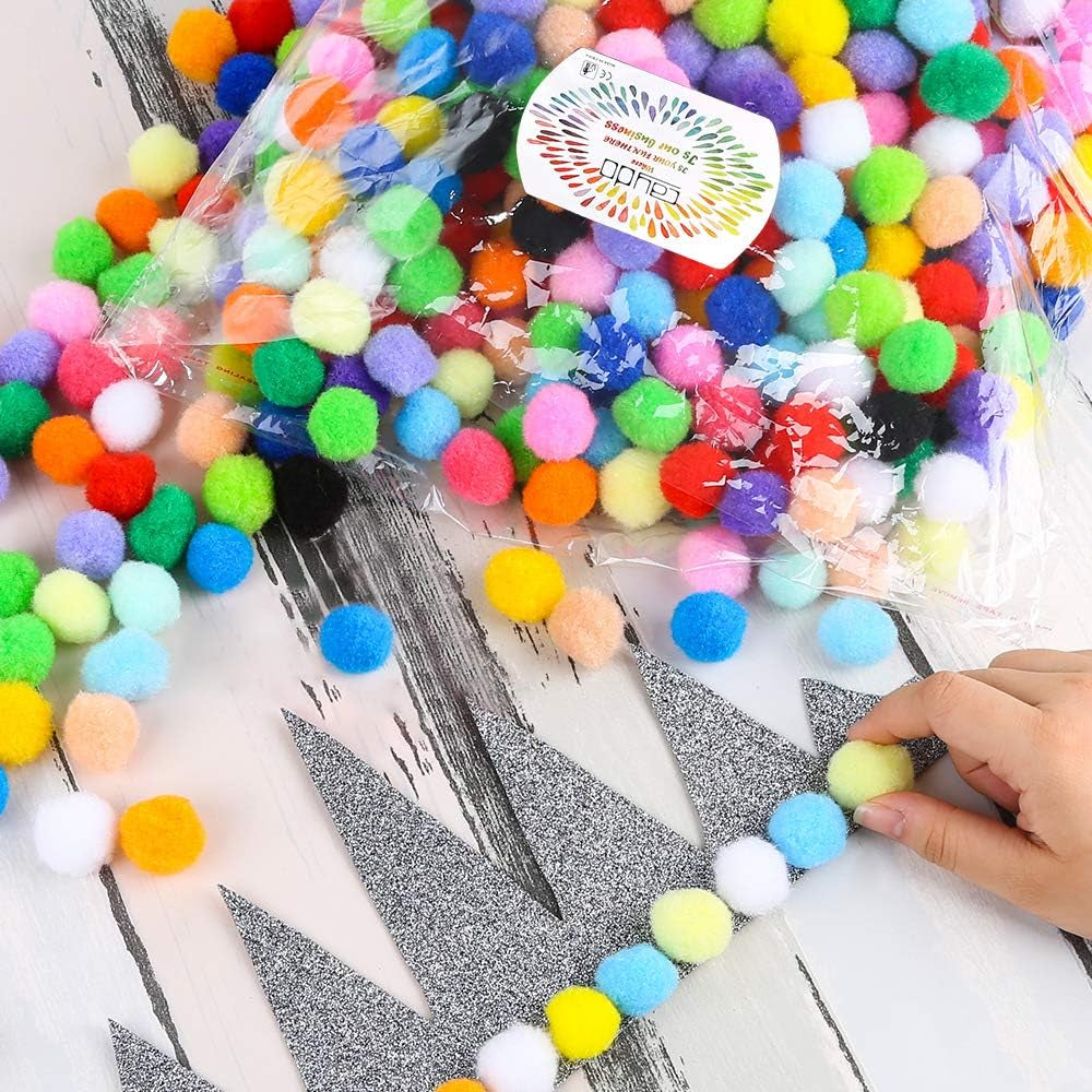 400 Pieces 1 Inch 20 Colors Pompoms Arts and Crafts Pom Poms Balls for Hobby Supplies and Creative Craft DIY Material