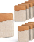 Sublimation Blanks Phone Wallet - PU Leather Card Holder for Back of Phone Stick on Iphone Android HTV Friendly DIY Blanks for Vinyl Projects (Beige Polyester Burlap)