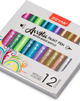 Acrylic Paint Pen, Needle Extra Fine and Chisel Point, 12 Metallic Colors, Waterproof Ink, Works on Rock, Wood, Glass, Metal, Ceramic and More