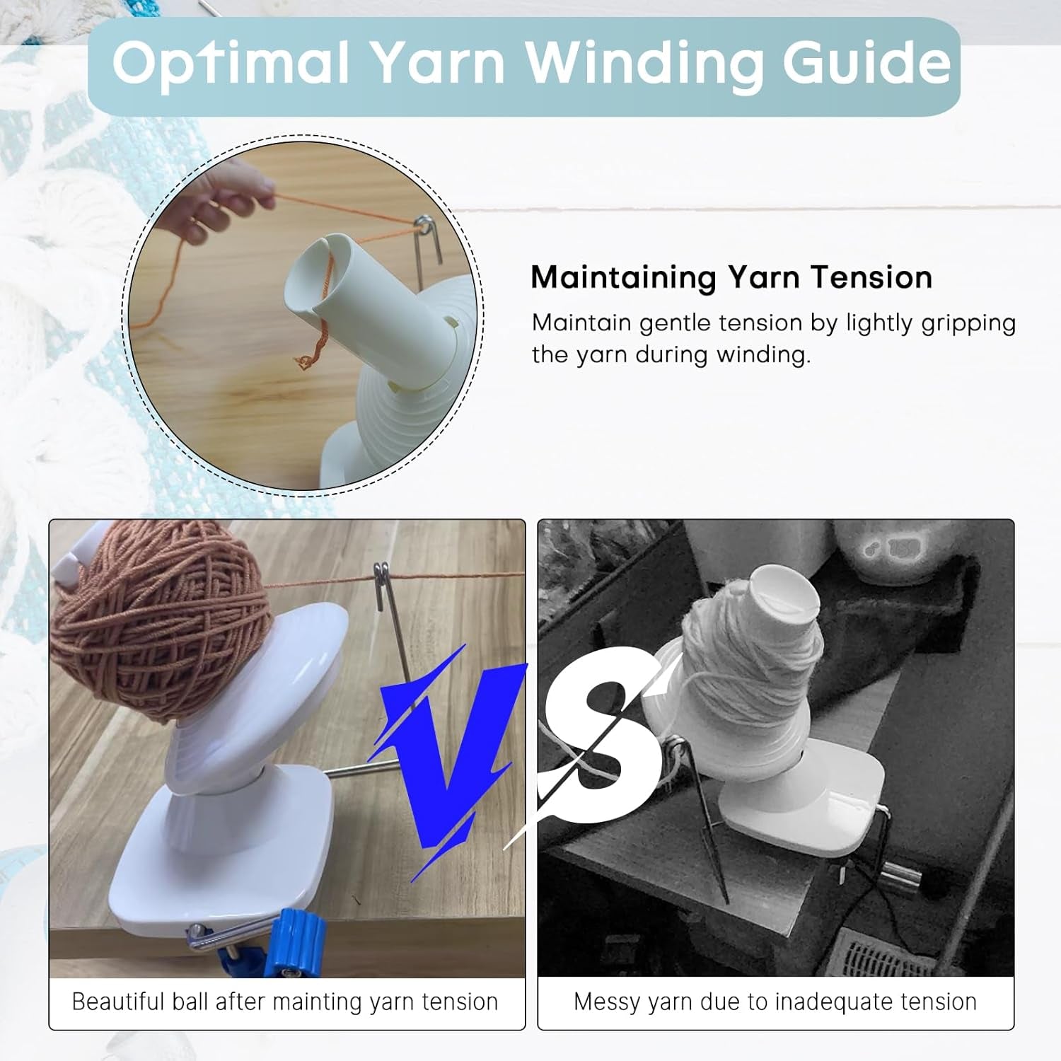 Yarn Ball Winder Manual Winder Holder Hand-Operated Swift Yarn Fiber String Ball (Blue)