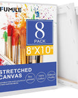 Stretched Canvas for Painting 11X14 Inch, 8 Pack Blank Canvas -5/8 in Profile Primed Cotton White Canvases for Painting for Oil & Acrylic Paint
