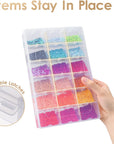5 Pack 36 Grids Clear Plastic Organizer Storage Box Container, Craft Storage with Adjustable Dividers for Beads, Art DIY, Crafts, Jewelry, Fishing Tackle with Label Stickers