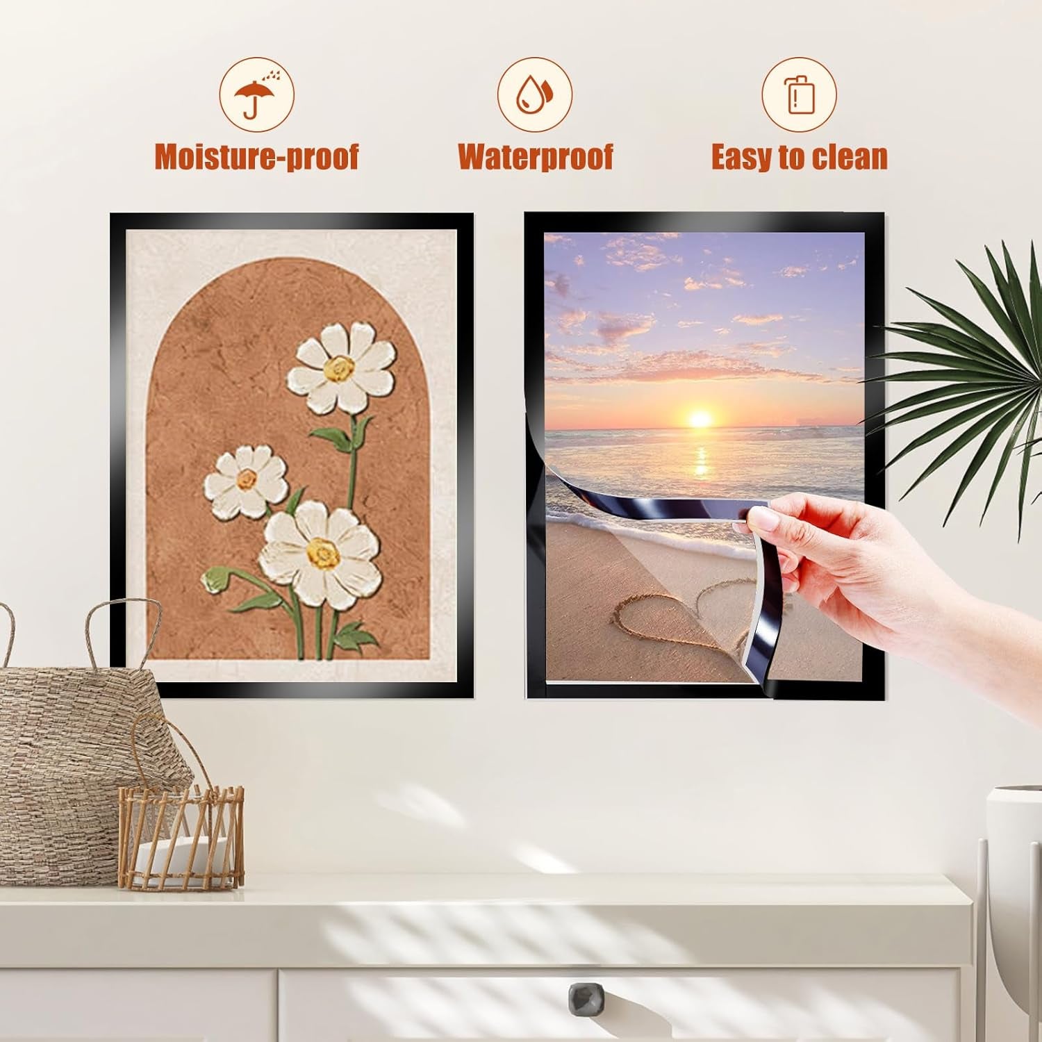 2Pack Diamond Painting Frames, Frames for 12X16In/30X40Cm Diamond Art Canvas, Magnetic Diamond Painting Frame Self-Adhesive, Diamond Art Frames for Wall Window Door (Black)