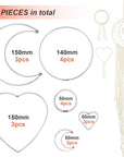 20 Pieces Metal Dream Catcher Rings Circle Heart Moon Shaped Catcher Rings Macrame Hoop Rings for DIY Crafts Wedding Wreath Wall Hanging Decor