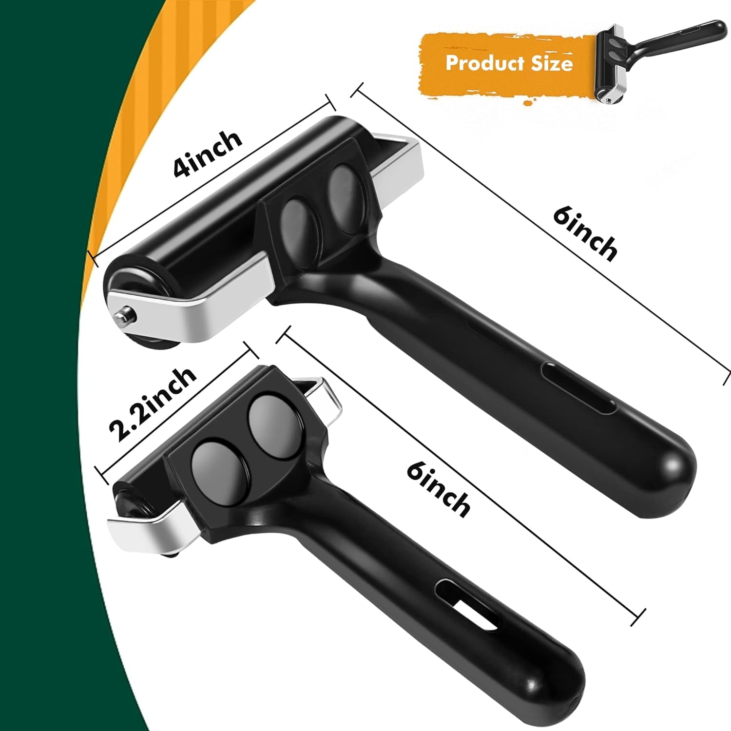 2 Pack Brayer Rollers for Crafting - Rubber Roller 4 and 2.2 Inch for Printmaking, Ink Roller for Painting Print Glue Stamping Tool