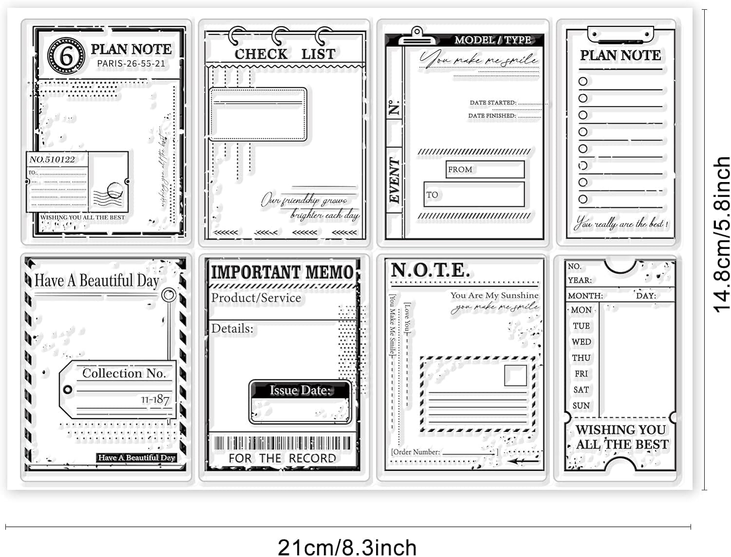 Vintage Plan Label Clear Stamps for DIY Scrapbooking Organizer Task Arranger Silicone Clear Stamp Scheme Seals for Journals Decorative Cards Making Photo Album