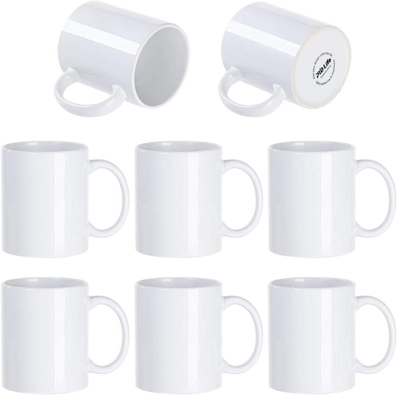 8 Pack Sublimation Mugs Blanks 11 OZ Coffee Mugs White Ceramic Photo Cups Bulk for Cricut Mug Press Print