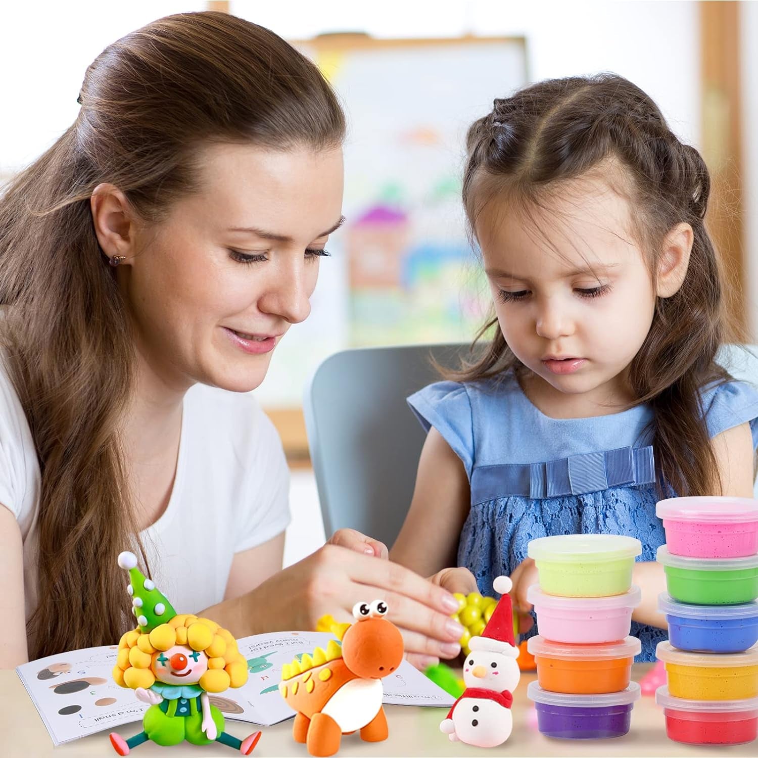 Air Dry Clay for Kids, 50 Colors DIY Modeling Clay Kit with Accessories in Container Box Magic Clay for Arts Crafts DIY Gift