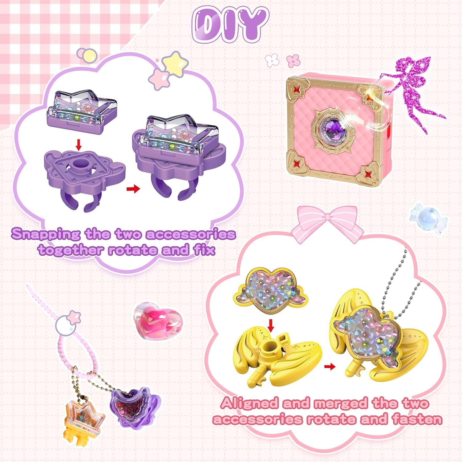 Girl Toys Craft Kit Magic Jewelry Making Kit,Kids DIY Magic Box,3D Magic DIY Kits for Girls 146 Pcs,Little Magic Mixie,Jewelry Craft Kits for Girls Ages 6+,Girls Birthday Gifts