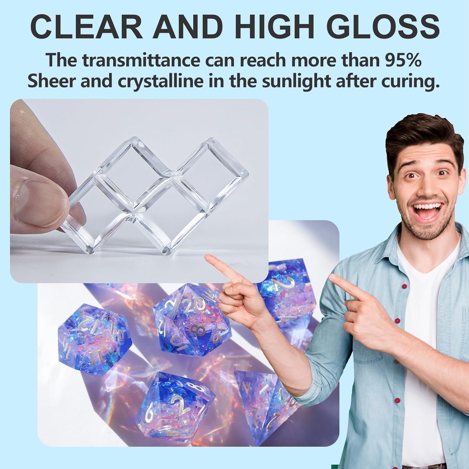 UV Resin, High Gloss 100G UV Resin Clear Solar Cure Sunlight Activated Glue Hard UV Resin Kit for Jewelry Making, Casting and Coating, DIY Crafts, Resin Art Supplies