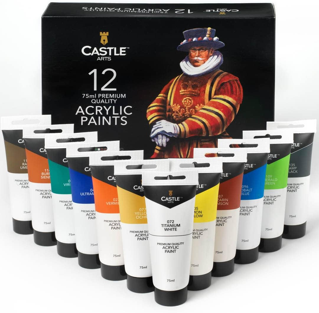 12 Large Acrylic 75Ml Paint Tubes Set for Adults Beginner Artists Students | Ideal for Canvas Wood Ceramic Fabric and Nail Art