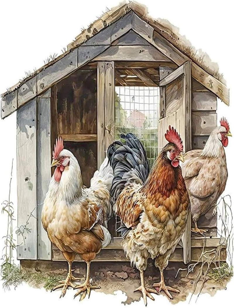 Diamond Painting Kits for Adults, Full Drill 5D Diamond Painting by Number Kits for Home Wall Decor, Diamond Art Kits B10514, DIY 5D Diamond Painting Chicken (12 X 16Inch)
