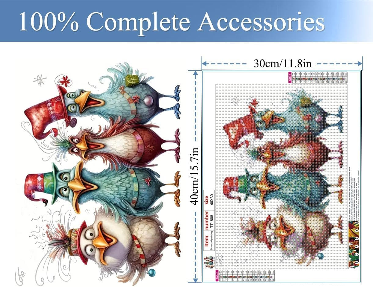 Cock Diamond Painting Kits for Adults, Chicken 5D DIY Diamond Art Kits for Adult round Full Drill Diamond Painting for Home Wall Decoration Gift 12×16Inch