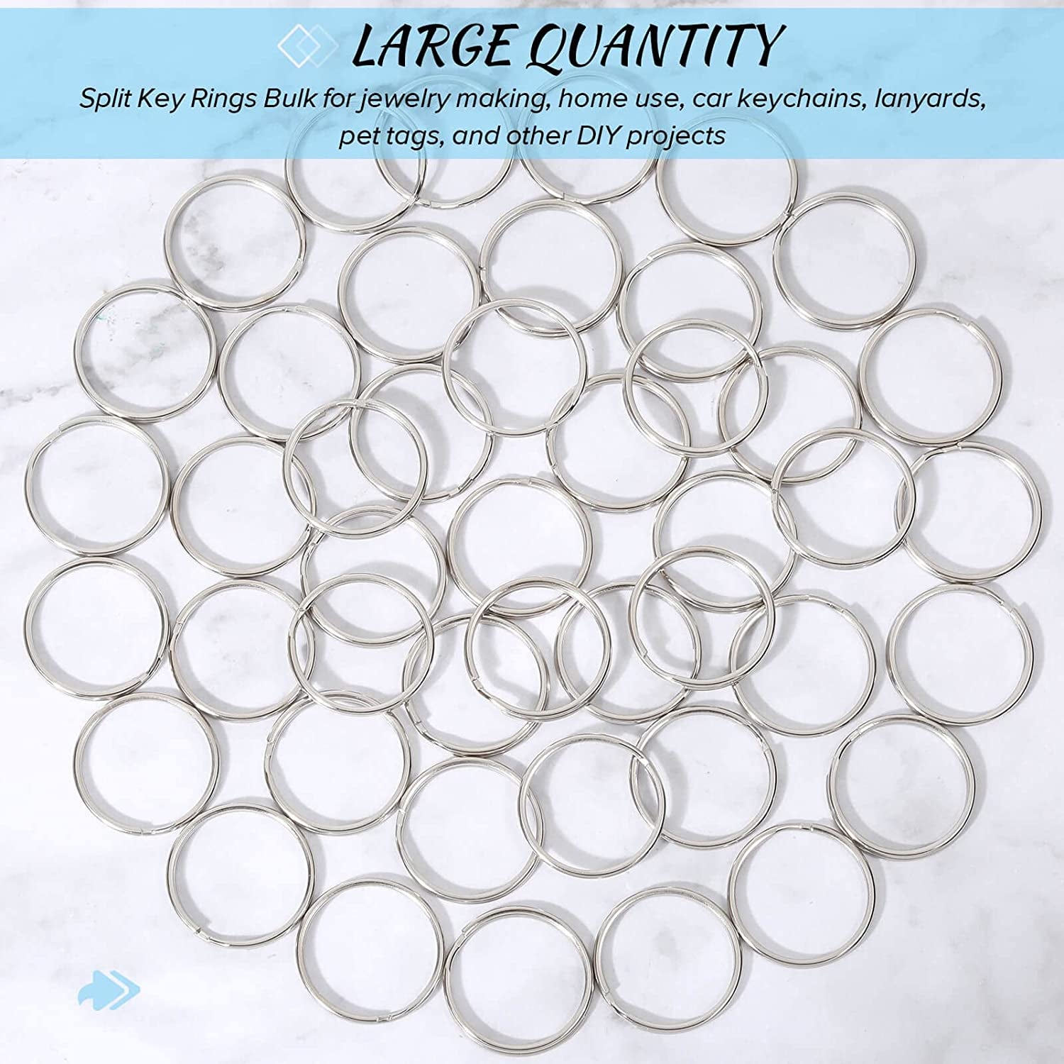 100 Pack Keyrings, Split Key Rings Bulk for Keychain and Crafts (1 Inch)