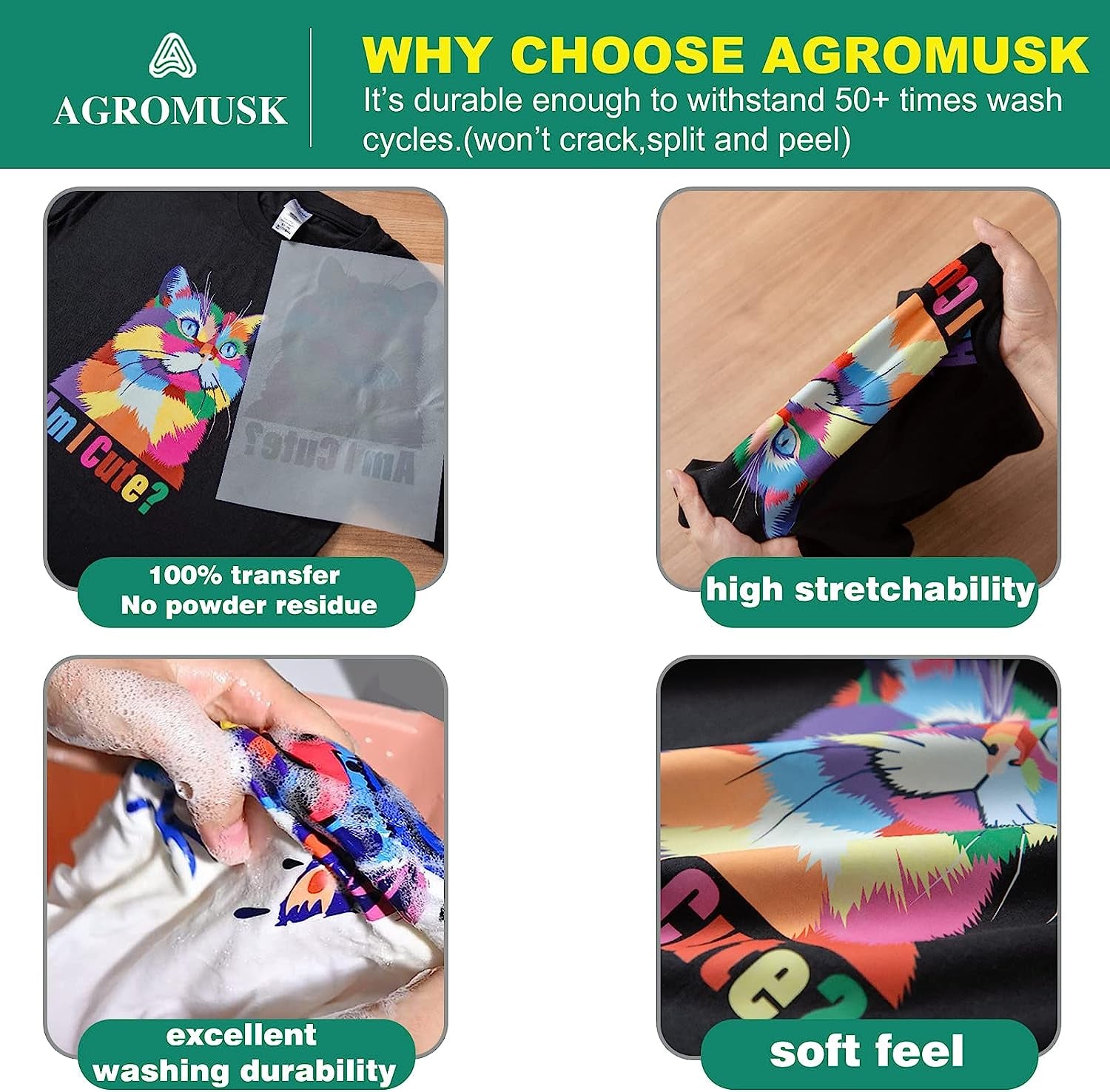 DTF Transfer Film(8.3" X 11.7")20 Sheets PET Direct to Film Heat Transfer Paper for All DTF&DTG Printer,Matte DTF Film for Sublimation Black White Light Dark Fabric T-Shirt