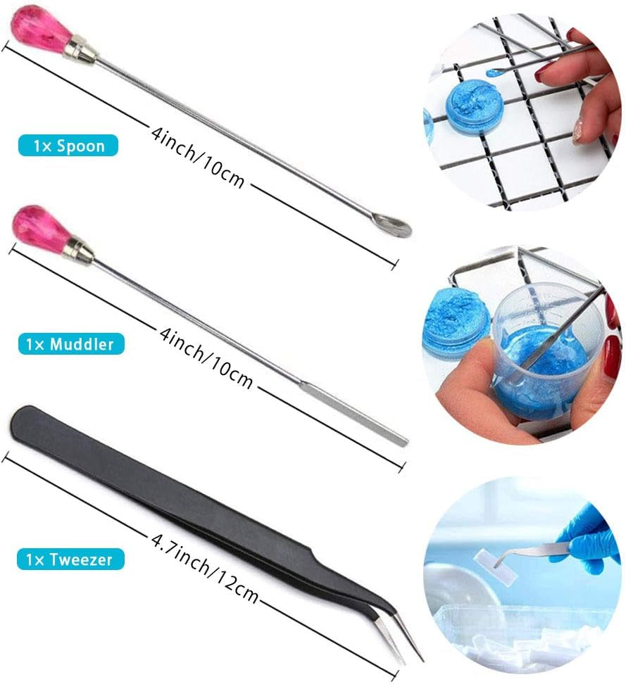 Silicone Stir Sticks Kit 16Pcs, Silicone Epoxy Brush, Silicone Stirring Tool, Mixing Spoon, Silicone Scraper DIY Crafts Tool for Resin Epoxy Liquid Paint