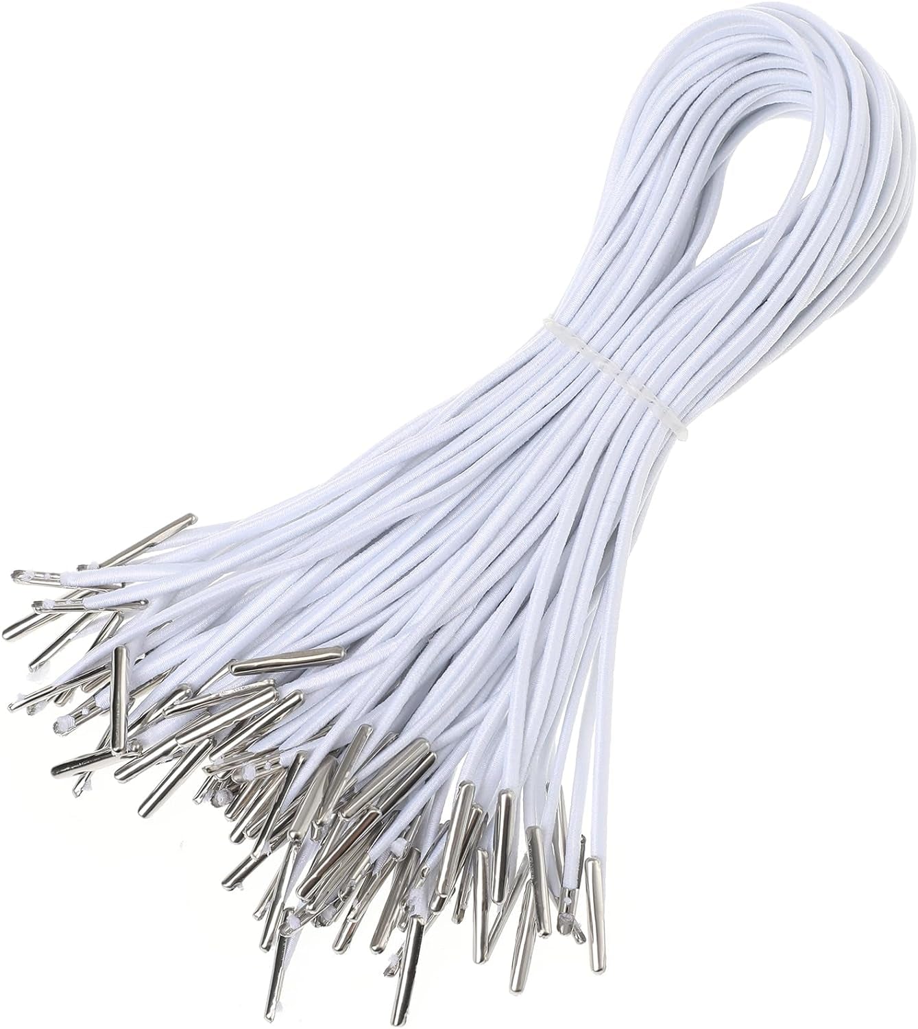 50PCS Elastic Barbed Cords Loop Stretch round String with Metal Barbs Fastener