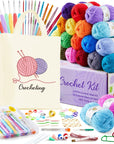 113 Piece Crochet with Yarn Set–1600 Yards Assorted Yarn 73PCS Crochet Accessories Set Including Ergonomic Hooks, Knitting Needles & More Ideal Beginner Kit