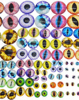 180PCS Assorted Mixed Size Dragon Eye Flatback Covered Glass Cabochons for Doll Making Craft Jewelry DIY 6Mm 8Mm 10Mm 12Mm 15Mm 18Mm 20Mm 25Mm 30Mm