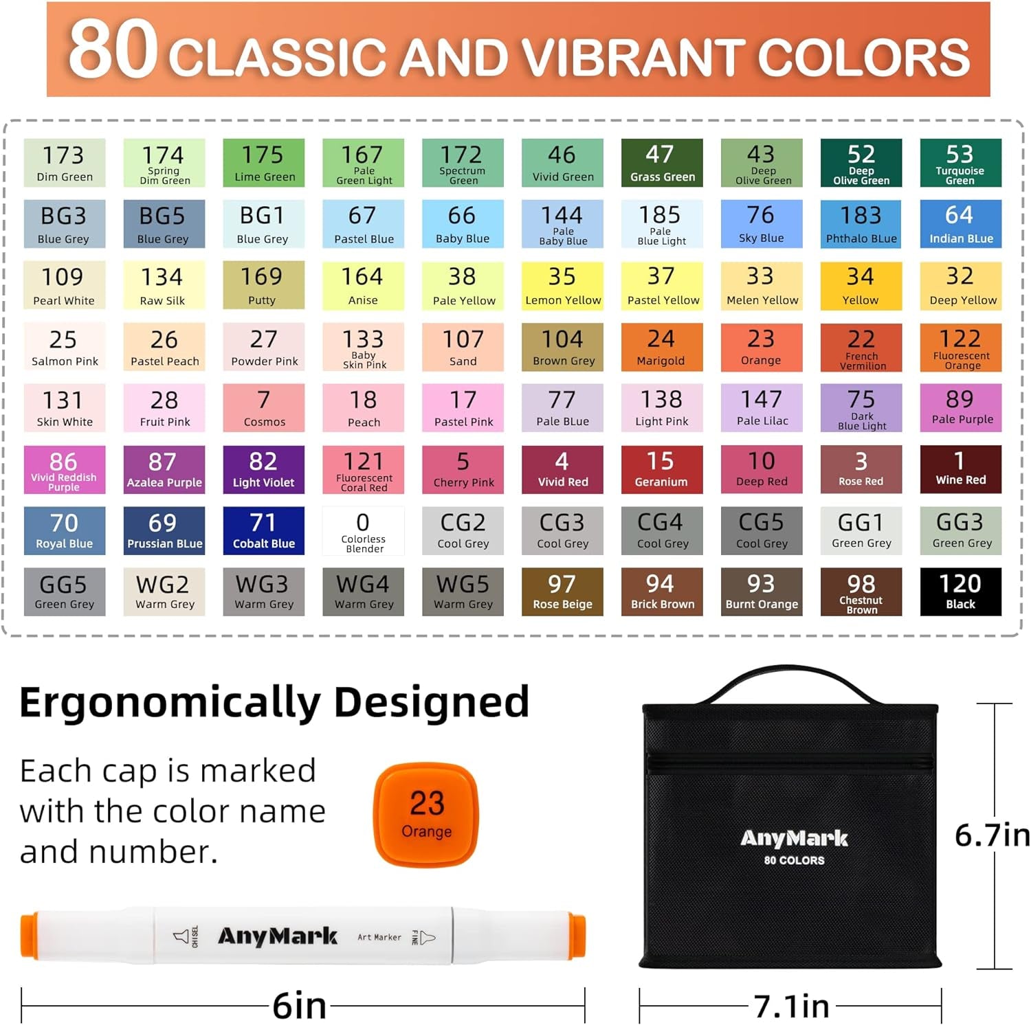 80 Colors Alcohol Markers, Markers Set, Dual Tip Alcohol Based Art Markers for Kids Adults Coloring Drawing, Chisel & Fine