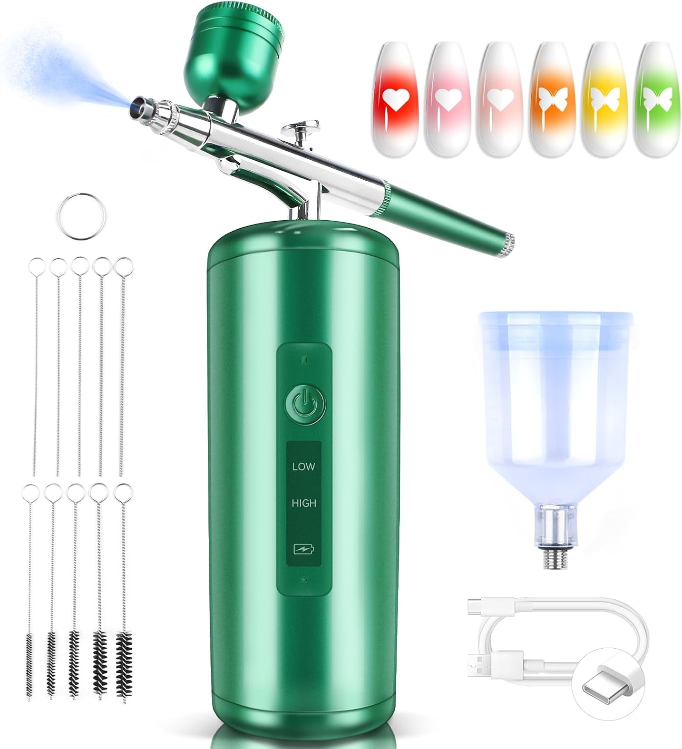 Airbrush for Nails Kit, Professional Wireless Airbrush Kit Portable Fast DIY Nail Art Gel Nail Polish Nail Supplies for Nail Decorating French Nail Painting Nail Art Nail Tech Must Have