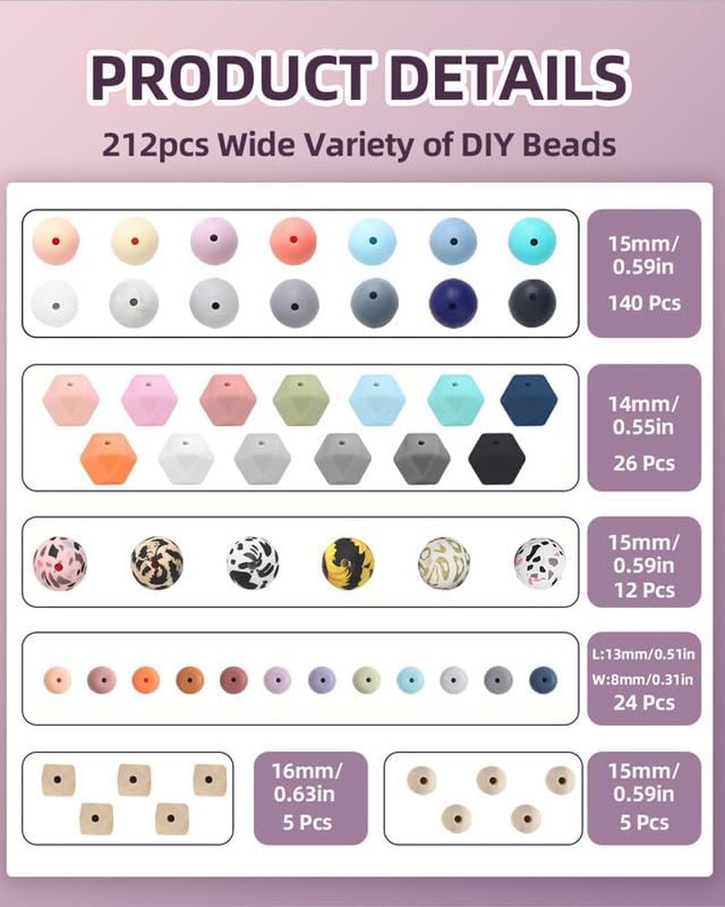 248Pcs Silicone Beads for Keychain Making Kit, 15Mm Silicone Beads Bulk, Multiple Styles & Colorful Rubber Beads for Keychains Making DIY Necklace Bracelet Jewelry Crafts