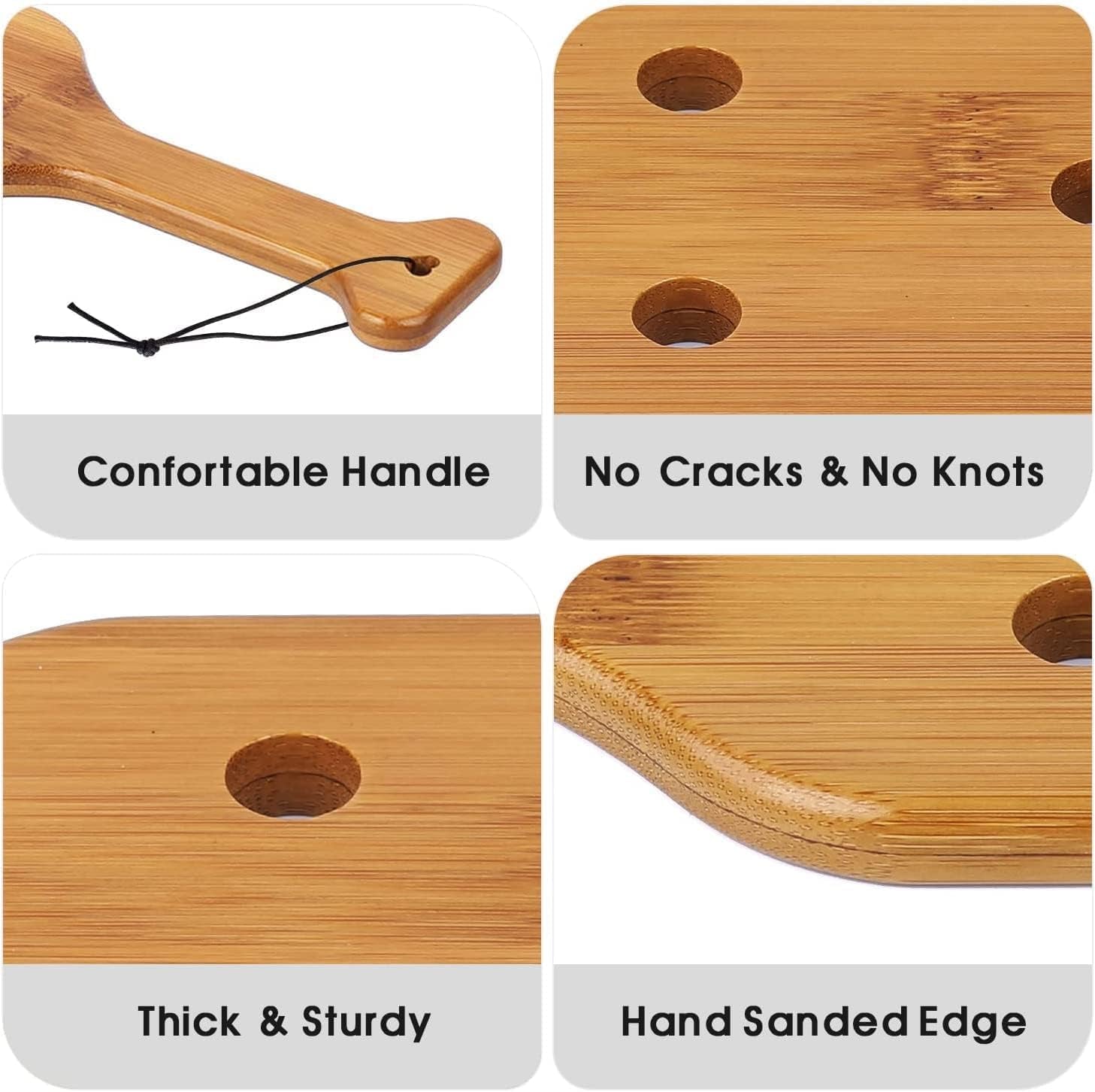 14Inch Bamboo Paddle with Holes, Solid Wood Paddle with Smooth Surface, 1 Pack,1