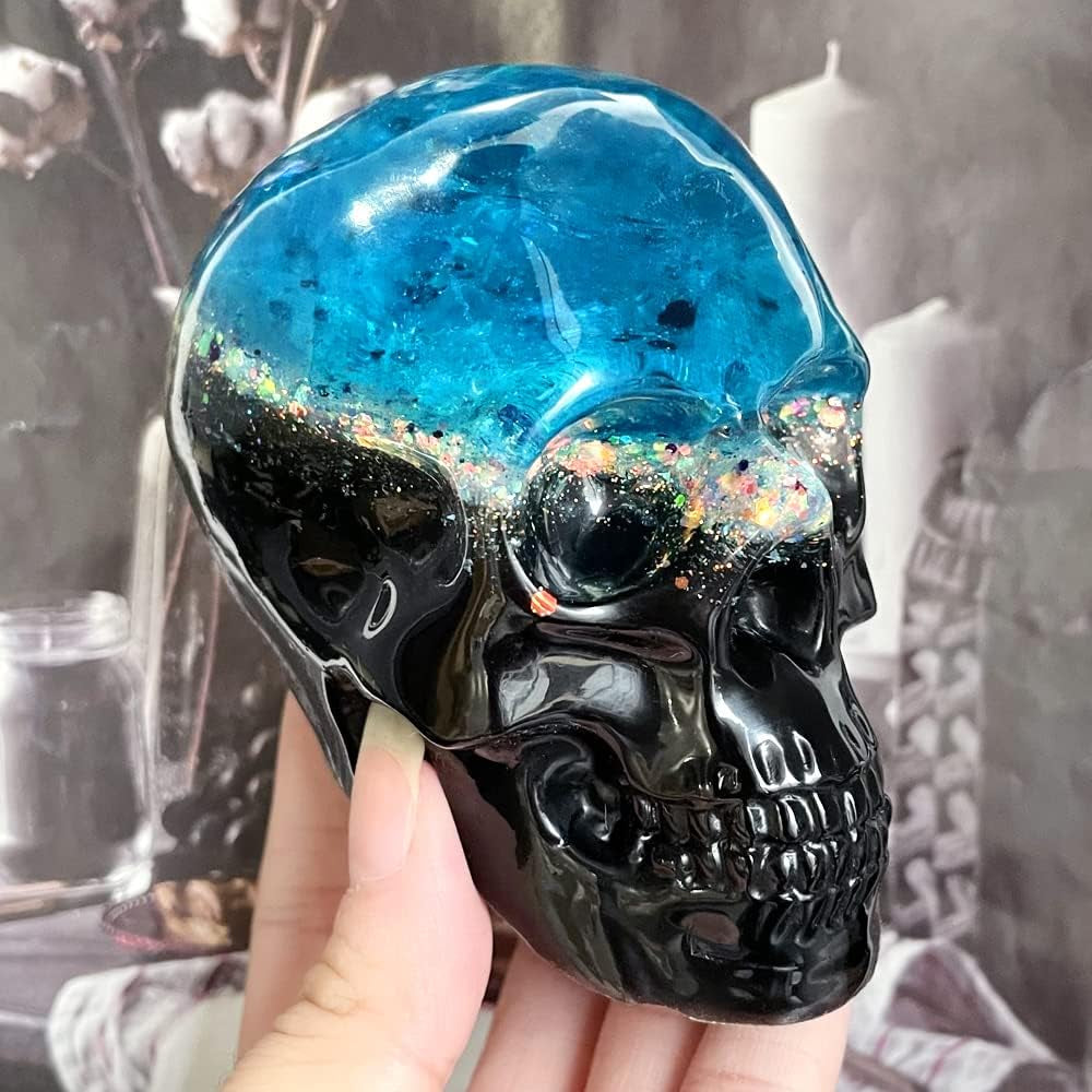 Set of Large + Medium + Small 3D Skull Resin Molds, Flexible Clear Silicone Skull Head Molds, Silicone Molds for Resin, Soap, Clay, Candle Wax Casting, Halloween Home Decoration