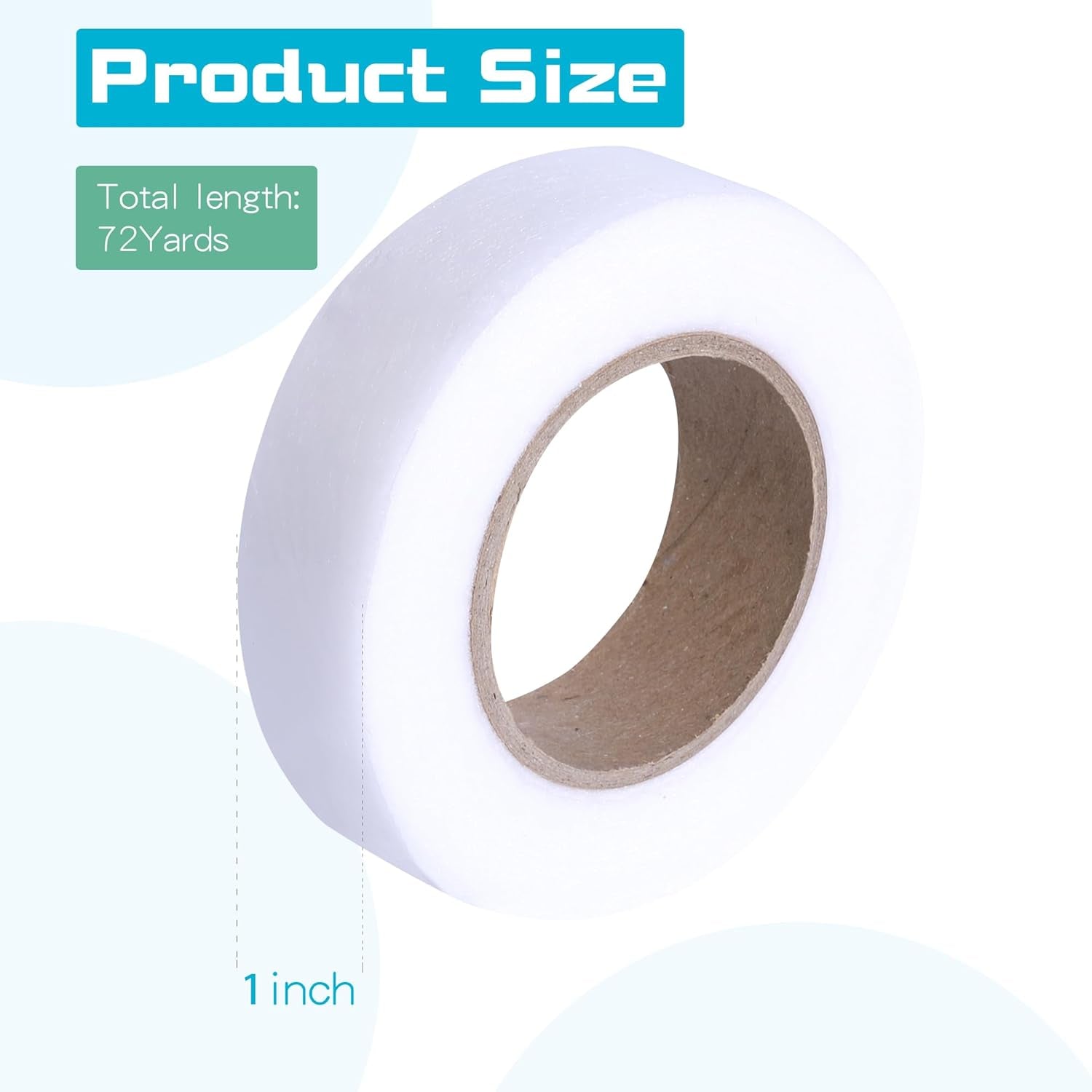 Fabric Fusing Tape - Iron on Hemming Tape, Double Sided Fusing Hem Tape Durable Adhesive for Skirts Jeans Clothes Pants Collars Curtains - White, 1 Inch Wide 72 Yard Long Total