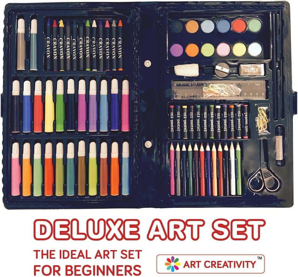 Deluxe Art Kit for Kids Art Set- Beginners Supplies 101 Piece Artist Drawing Painting Kit with Coloring Book, Art and Craft Gift Set for Boys, Girls, Ages 6 7 8 9 10 11 12