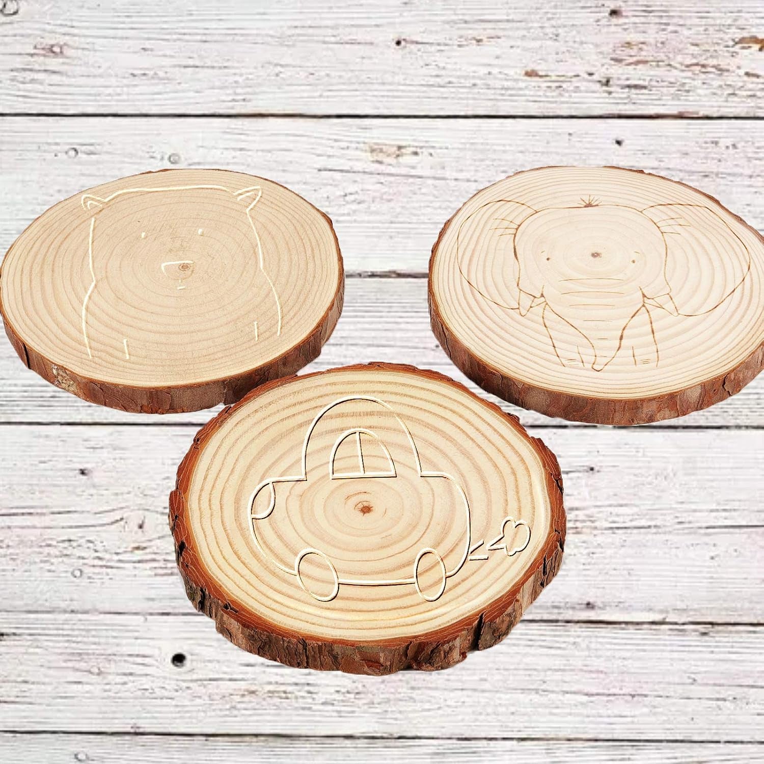12 Pcs 6-7 Inch Wood Slices for Crafts, Unfinished Wood Rounds with Bark, round Wooden Discs Circles for Christmas Ornaments Wedding Rustic Decoration DIY Handcrafts Arts