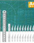 Self Healing Sewing Mat, Exacto Knife Precision Carving Craft Hobby Knife Kit for DIY Art Work Cutting, Hobby, Stencil, Scrapbooking-A4(9"X12")