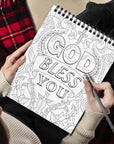 Flowers Patterns Hardcover Pages Poster God Bless You Spiral Coloring Book for Adults with Inspirational Bible Phrases Motivational Scripture Quotes Mindfulness Relaxing