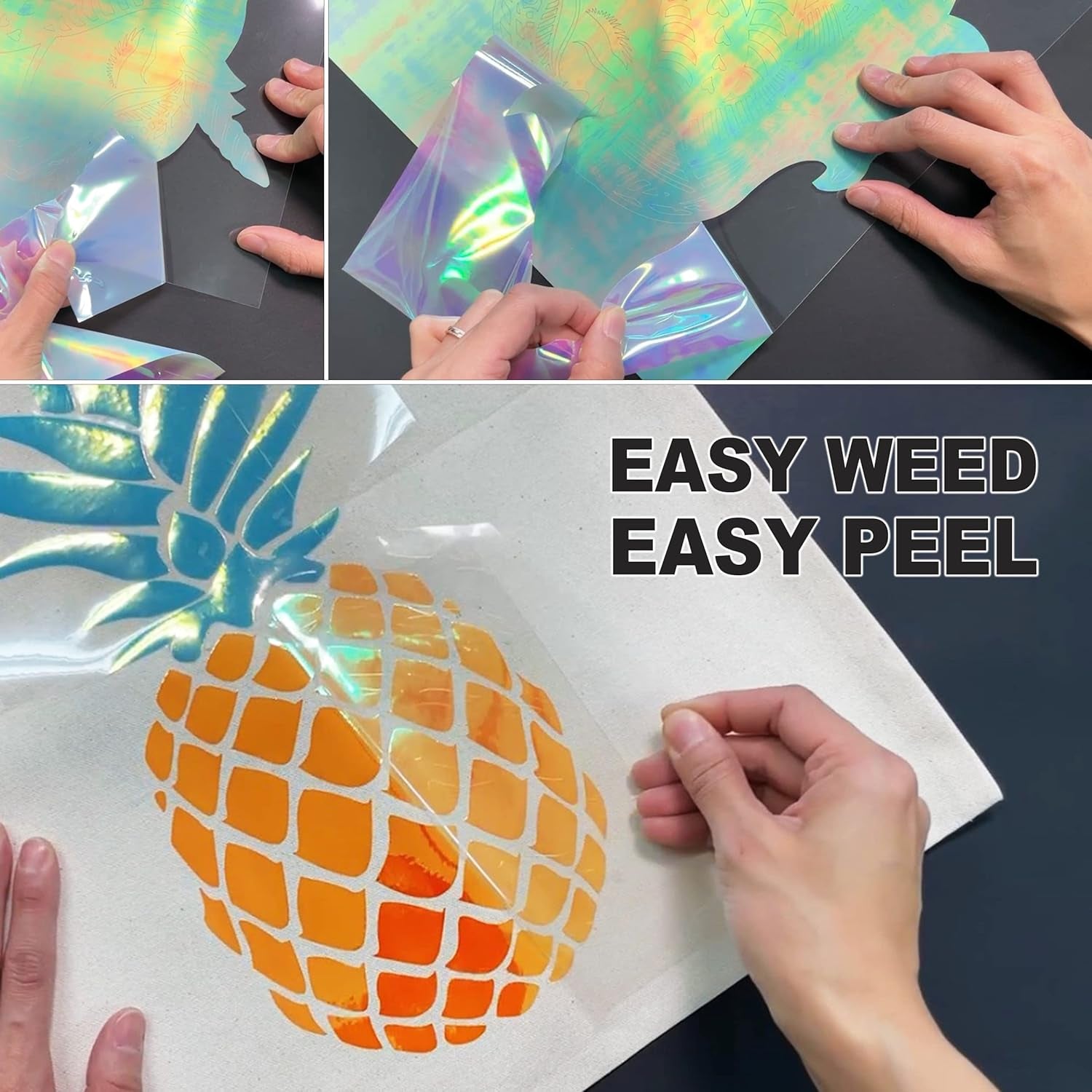 Opal Holographic Heat Transfer Vinyl 11 Pack Holographic Iron on Vinyl Rainbow Vinyl Glitter HTV Metallic HTV Sheets Chameleon Iridescent 11.4"X9.8" for Cricut Silhouette Heat Press