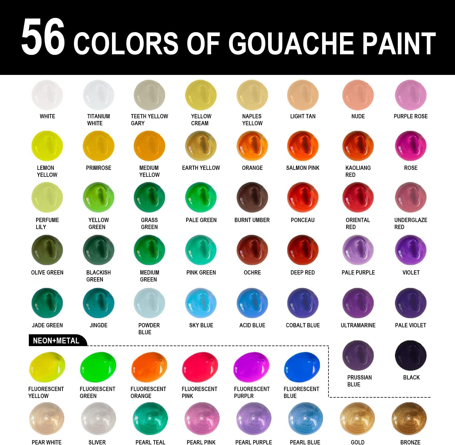 Gouache Paint Set, 56 Colors X 30G Unique Jelly Cup Design in a Carrying Case Perfect for Artists, Gouache Opaque Art Supplies for Professionals, and More