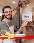 Gold Ribbon Cutting Ceremony Kit – 20 Inch Gold Giant Scissors Giants Ribbon Cutting Scissors with Red Ribbon Grand Opening Ribbon and Scissors for Special Events Inaugurations and Ceremonies