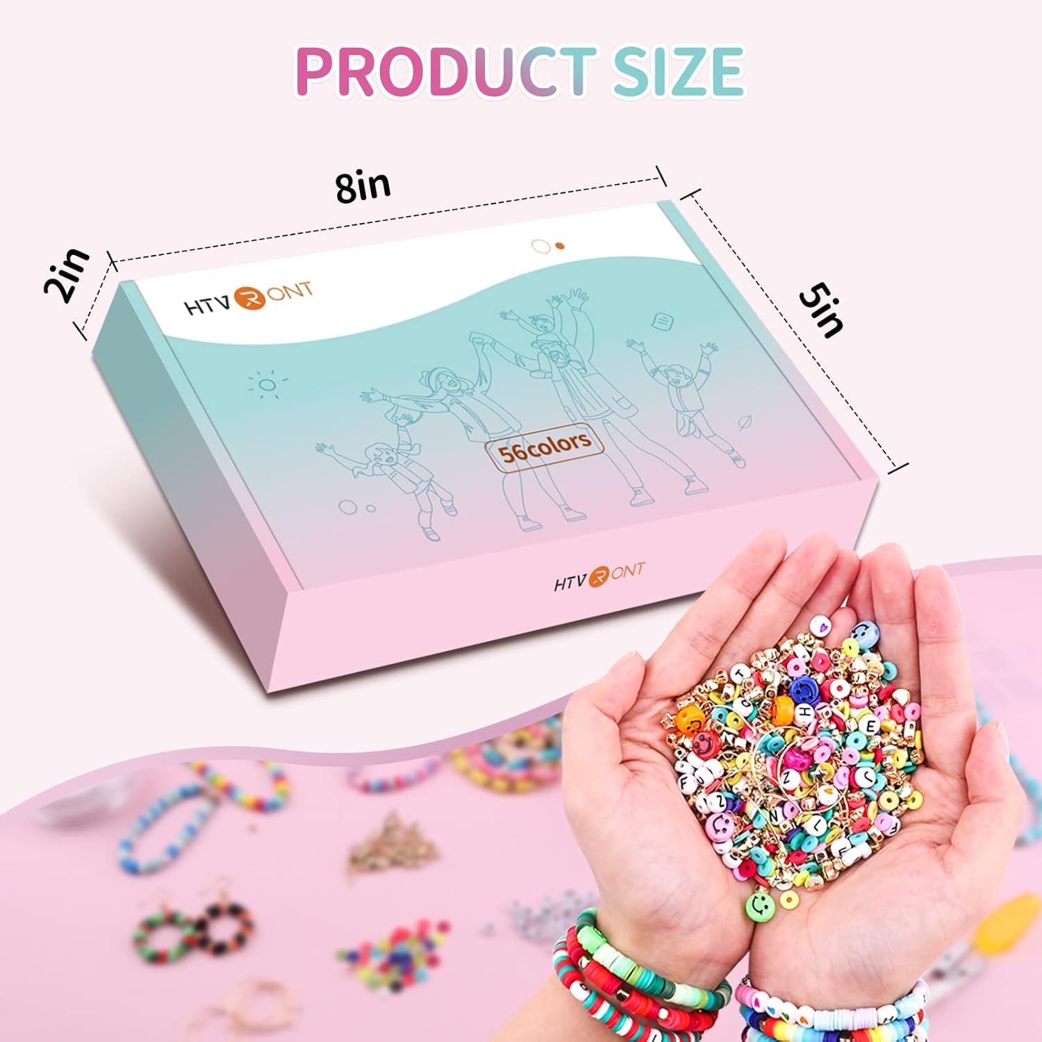 Clay Bead Bracelet Kit -16300Pcs Clay Beads Kit, 56 Colors Clay Beads Bracelet Making Kit, Polymer Clay Bead Bracelet Kit, Crafts Kit for Teen Girls, Mother'S Day Brithday Gifts