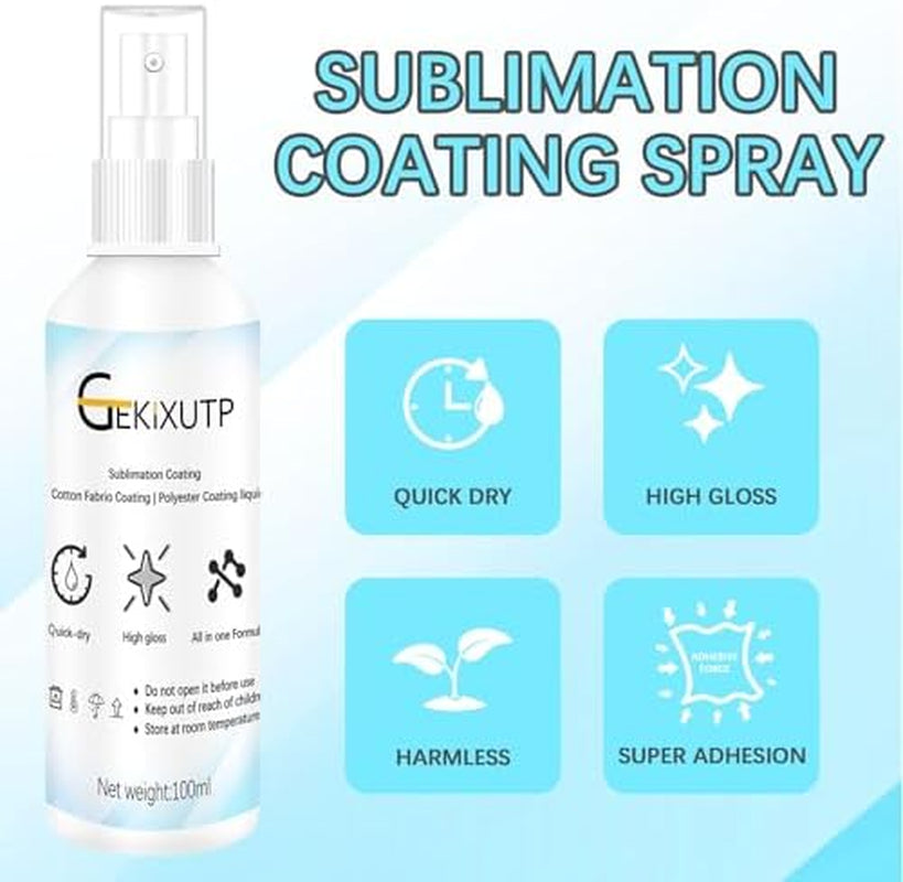 2 X 100Ml Sublimation Spray for Cotton Tshirts，Sublimation Coating Spray for T-Shirts, Canvas, Polyester Fabric，Quick Dry, High Gloss，Polyester Spray for Sublimation